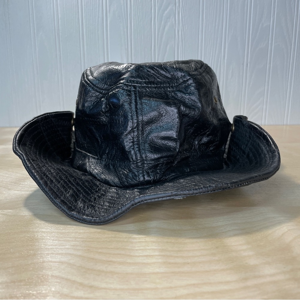 Genuine Leather Patchwork Soft Aussie Style Hat -… - image 4